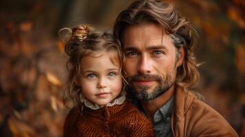 Father and Daughter Bonding Outdoors in Autumn Season photo