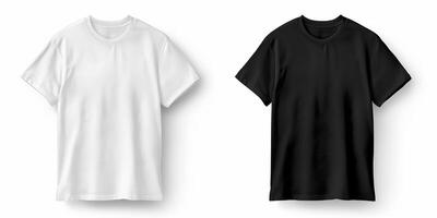 Black And White Plain T-Shirts Isolated On White Background photo