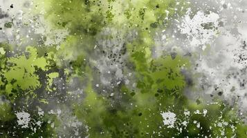 Abstract Green and White Grunge Splatter Background with Textured Art photo