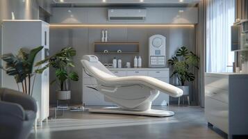 Modern Spa Interior with Luxurious Treatment Chair in Elegant Minimalist Design and Ambient Lighting photo