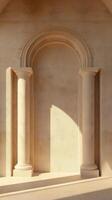 Elegant Arched Doorway with Columns in Light Beige Minimalist Architectural Design photo