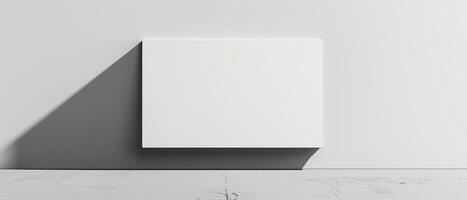 Minimalist Blank White Sign with Shadow on a White Background for Modern Design Concepts photo