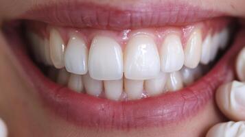 Close-Up of a Smiling Person Showcasing Perfect White Teeth in a Healthy and Radiant Smile photo