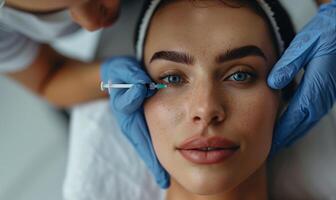 Professional Cosmetic Injection Procedure in a Medical Spa Setting with Focus on Facial Aesthetics Enhancement photo
