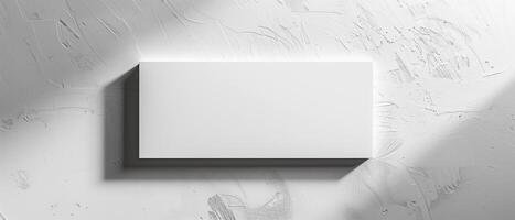 Minimalist Blank White Sign with Shadow on Textured White Background for Modern Design photo