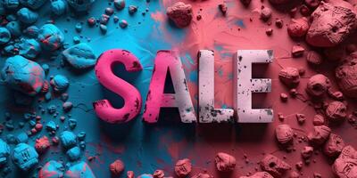 Creative 3D SALE Logo Design with Vibrant Colors and Textured Background for Promotions and Advertising photo