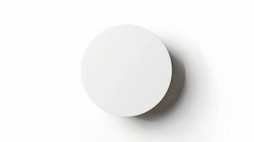 Photorealistic Circular Paper Sticker Displayed on a Plain White Background with Shadow Effect photo
