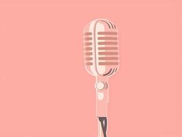 Retro Microphone on Pastel Background Perfect for Podcast and Audio Projects photo