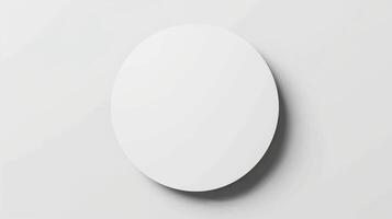 Photorealistic Blank Circular Paper Sticker on White Background for Branding and Design photo