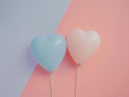 Pastel Colored Heart Balloons on Simple Background Ideal for Romantic Themes photo