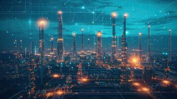 Futuristic Industrial Factory with Advanced Energy Systems and High-Tech Lighting in Modern Plant photo