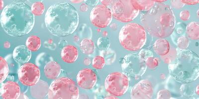 Colorful Abstract Bubbles in Pink and Light Blue Creating a Carbonated and Fresh Pattern photo