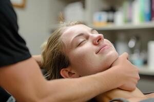 Relaxing Physical Therapy Session Highlighting Wellness and Healing in a Professional Setting photo