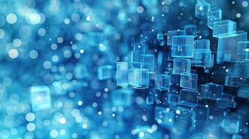 Abstract Background with Transparent Cubes and Blurred Circles in Blue Tones for Modern Design Concepts photo
