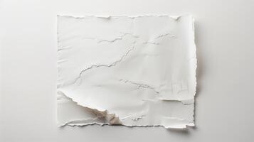Top Down View of a Flat Clean White Surface with Torn Edges and Textured Background photo