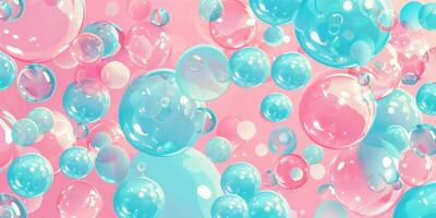 Colorful Abstract Pattern with Pink and Light Blue Bubbles Against a Smooth Background photo