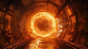 Dynamic Energy Facility With Glowing Core in an Industrial Tunnel Setting photo