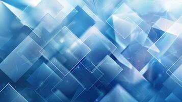 Abstract Blue Geometric Background with Transparent Squares and Triangles photo