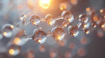 Abstract Transparent Gel Molecule Structure with Glowing Light and Reflections in a 3D Scientific Visualization photo