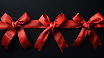 Elegant Red Ribbons Arranged for Black Friday Sale on Dark Background photo
