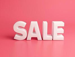 3D Render of Bold White SALE Letters on a Vibrant Pink Background for Promotion photo