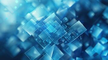 Dynamic Abstract Background with Transparent Blue Squares and Triangles in a Vibrant Digital Design photo
