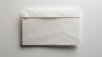 Minimalist Top Down View of a Clean White Envelope on a Plain Surface photo