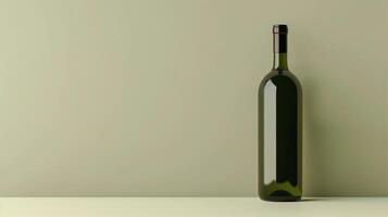 Elegant Wine Bottle on Minimalistic Solid Background for Sophisticated and Stylish Design Concepts photo