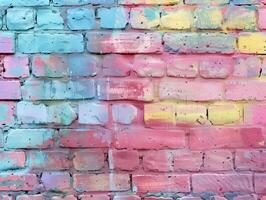 Colorful Pastel Chalk Powder on Brick Wall Creating Vibrant Abstract Artistic Background Design photo