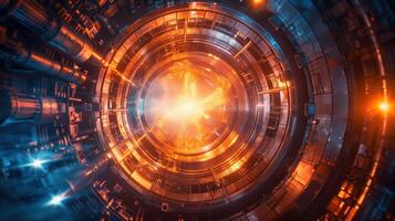 Futuristic Energy Facility With Glowing Core and Advanced Technology in a Research Laboratory photo