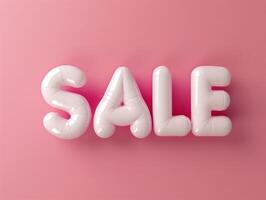 3D White Balloon Style SALE Text on Pink Background for Promotions and Discounts photo