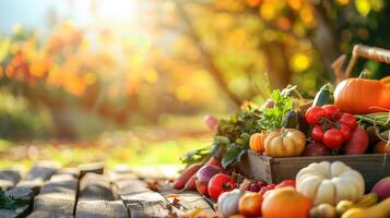 Authentic Thanksgiving Day Celebration in Rural Setting with Abundant Harvest photo