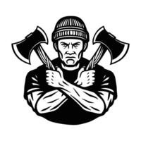 lumberjack with crossed axes vector