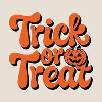 Trick or treat text with pumpkin illustration vector