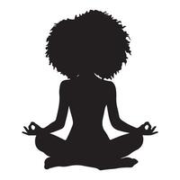 Black Women Meditating in Lotus Pose Silhouette vector