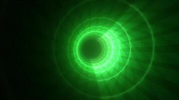 Abstract bright green glowing background with a tunnel of lines and stripes video