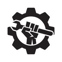 Gear and wrench symbol illustration vector