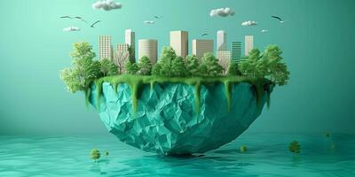 3D illustration of a green city, sustainable developmen and responsible environmental, ecology concept photo
