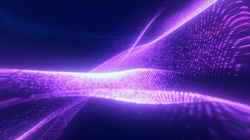 Blue glowing energy waves from small particles and lines abstract video