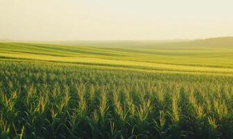 Serene cornfield, endless rows, lush green photo