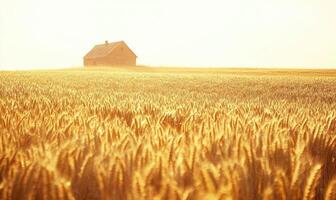 Wheat field at sunset, nature background photo