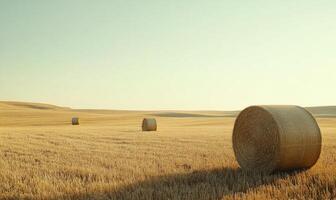 Wheat field at sunset, nature background photo