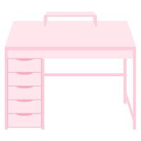 a pink desk with drawers and a drawer vector