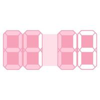 a pink digital clock with numbers on it vector
