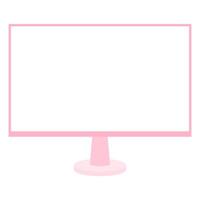 a pink monitor with a blank screen on it vector