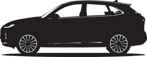 A black and white SUV car image, designed for multipurpose use. The sleek and minimalistic design makes it versatile for a variety of applications, including logos, icons for different companies vector
