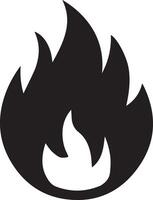 A basic black and white fire image designed for multipurpose use. The image should be simple yet bold, ensuring versatility for a wide range of applications, from logos and icons to t-shirt designs. vector