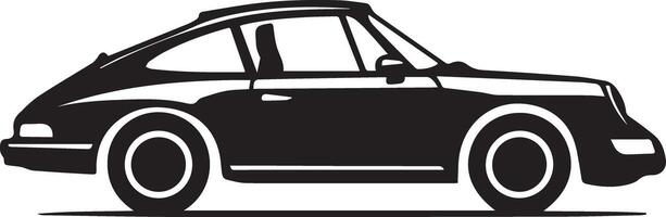 Black and white car image, crafted for multipurpose use. The design is sleek and minimalistic, making it versatile for various applications such as logos, icons, and t-shirt designs vector