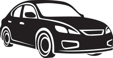 Black and white car image, crafted for multipurpose use. The design is sleek and minimalistic, making it versatile for various applications such as logos, icons, and t-shirt designs vector