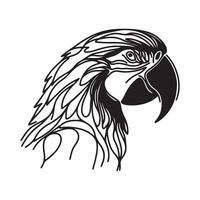 a black silhouette single line macaw with white background image vector